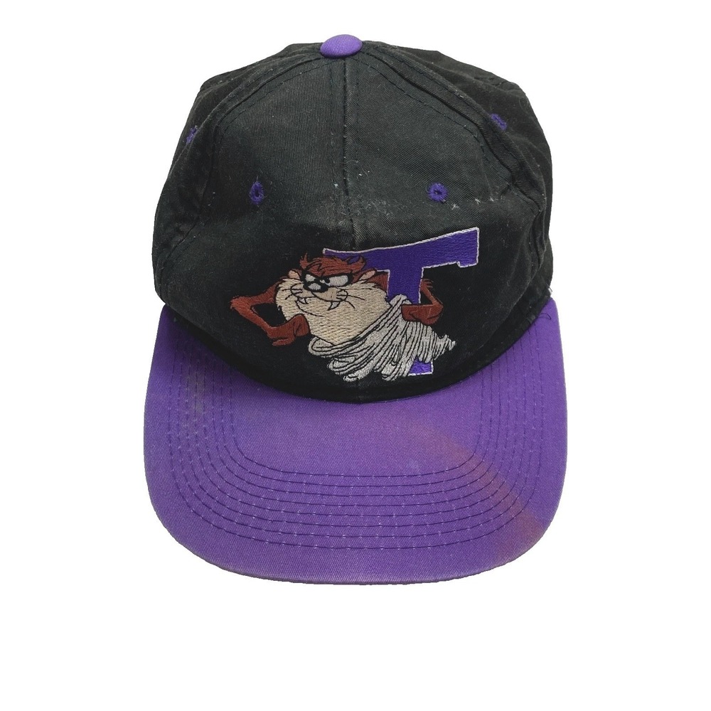 VINTAGE Taz Looney Tunes Hat Cap Black Embroidered 1993 Youth